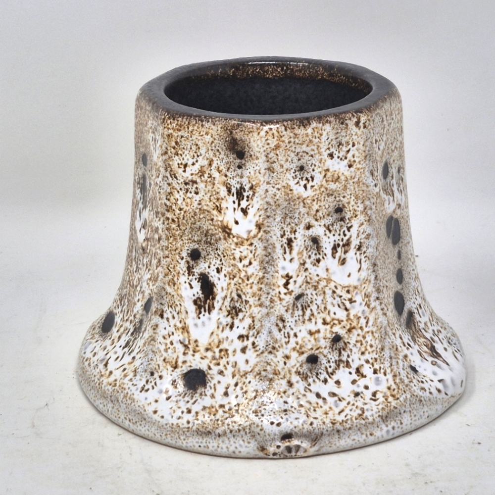 Vintage West Germany Brown And White Glazed Candle Holder